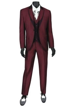 Vinci 3 Piece Fancy Burgundy Slim Fit Tuxedo Or Suit