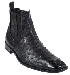 Vestigium Genuine Ostrich Quill & Calf Ankle Dress Boot