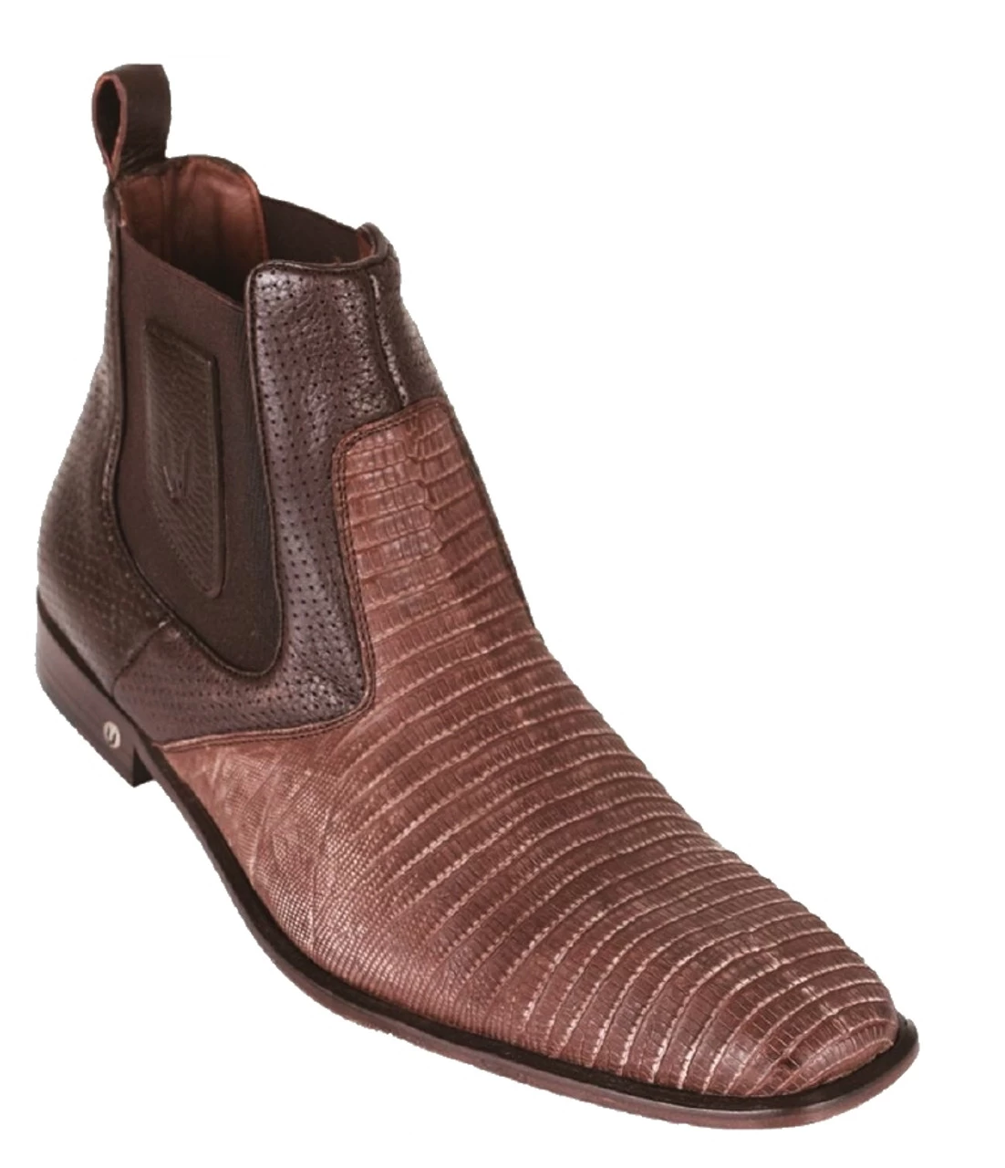 Vestigium Genuine Teju Lizard & Calf Ankle Dress Boot - Sanded Brown 1 Vestigium Genuine Teju Lizard & Calf Ankle Dress Boot - Sanded Brown