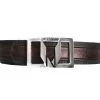 Vestigium Genuine Smooth Ostrich Leather & Calf Belt - Black Cherry