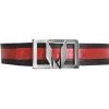 Clearance - Vestigium Genuine Ostrich Leg & Calf Dress Belt - Red On Black