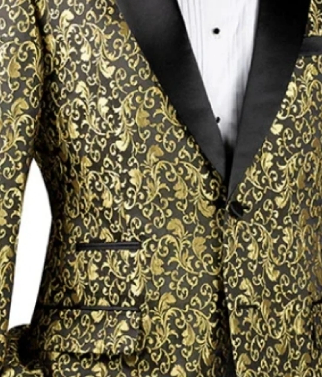 Vinci Ruby Gold And Black Sateen Floral Sportcoat 2 Vinci Ruby Gold And Black Sateen Floral Sportcoat - Image 2