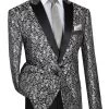 Vinci Silver And Black Sateen Floral Sportcoat