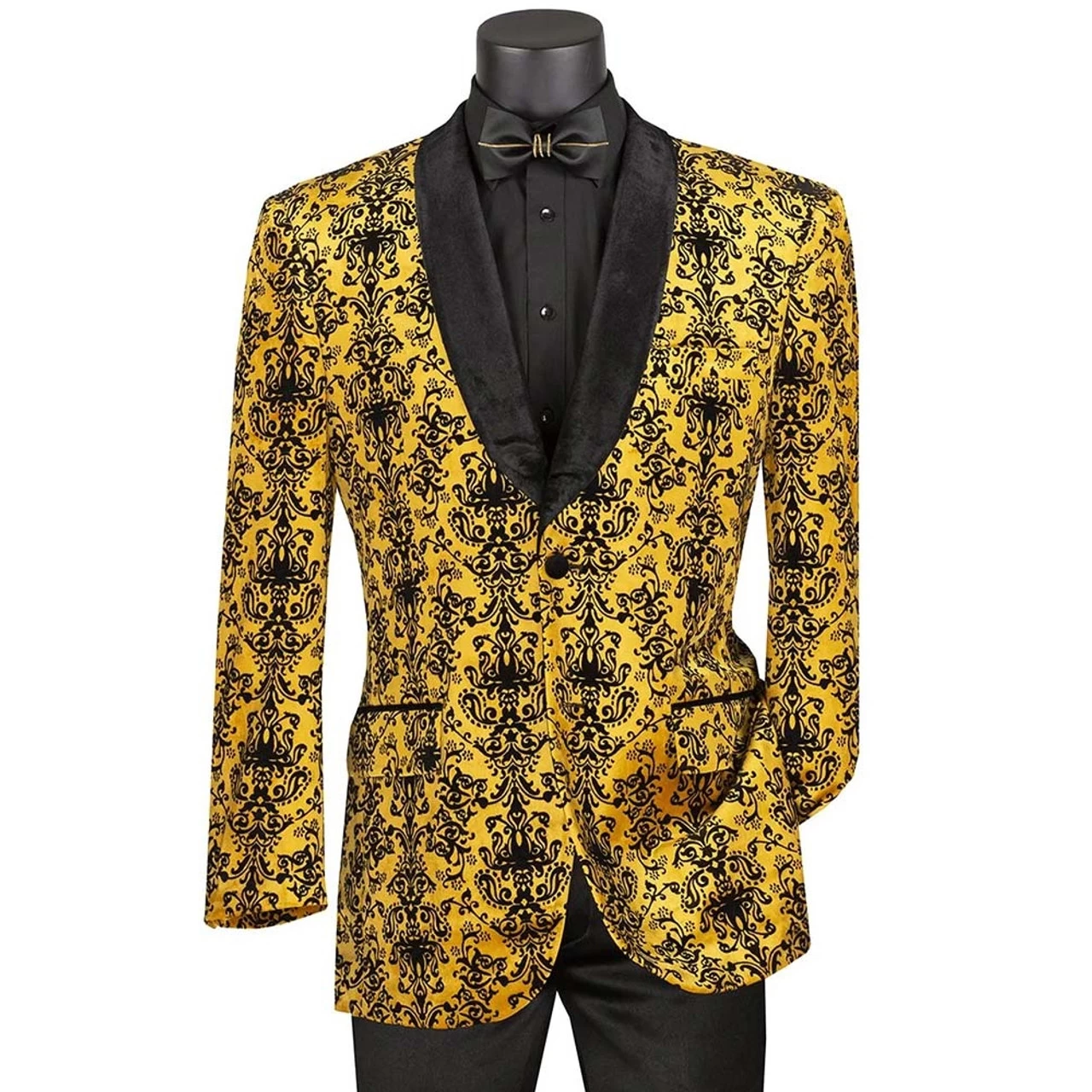 Vinci Gold Embossed Damask Print Velvet Jacket Sportcoat 1 Vinci Gold Embossed Damask Print Velvet Jacket Sportcoat