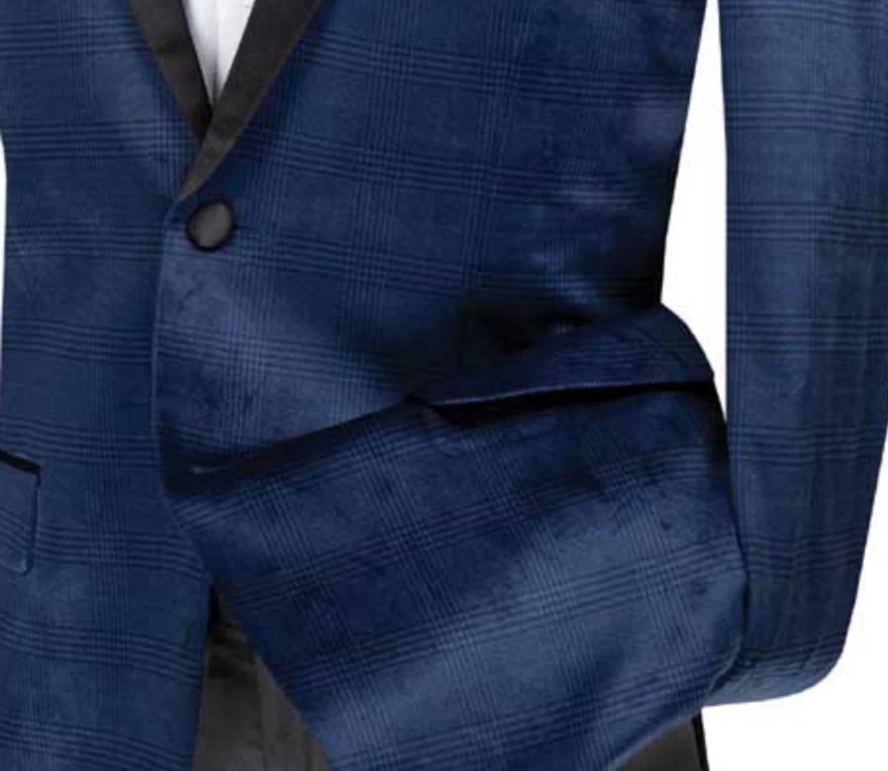 Vinci Rich Blue Glenplaid Velvet Sportcoat 2 Vinci Rich Blue Glenplaid Velvet Sportcoat - Image 2