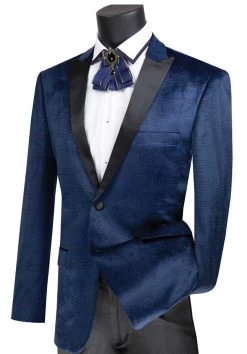 Vinci Rich Blue Glenplaid Velvet Sportcoat