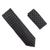 Antonia 100% Silk Tie W/Pocket Square - Black & Charcoal Dots