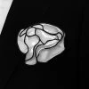 Antonio Ricci 2-in-1 Pouf Round Pocket Square - Black On White