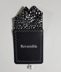 100% Cotton Pre-Folded Pocket Square Handkerchief Insert - White On Black Abstract Ovals -Fashionable Costume White Black Abstract Ovals 3 49472.1684606087