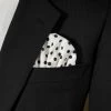 Black Polka Dots On White 100% Cotton Pre-Folded Pocket Square Handkerchief Insert