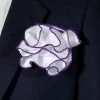 Antonio Ricci 2-in-1 Pouf Round Pocket Square - Dark Purple On White