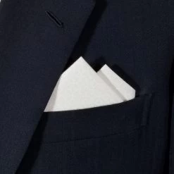 100% Cotton White Medallion Pattern Pre-Folded Pocket Square Handkerchief Insert