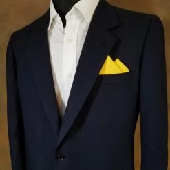100% Linen Pre-Folded Pocket Square Handkerchief Insert - Yellow 2 Point -Fashionable Costume Yellow linen 53498.1682198056