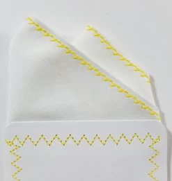 100% Cotton Pre-Folded Pocket Square Handkerchief Insert - Yellow On White -Fashionable Costume Yellow stitch 3 92546.1671825935