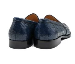 Zelli 100% Caiman Crocodile Italian Penny Long Toe Loafer - Navy Blue -Fashionable Costume ZEL 11 201 BL 4 20385.1675112352
