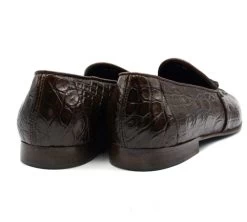 Zelli 100% Caiman Crocodile Italian Tassel Long Toe Loafer - Dark Brown -Fashionable Costume ZEL 11 215 BR 3 30388.1675195666