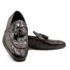 Zelli 100% Caiman Crocodile Italian Tassel Long Toe Loafer - Dark Brown