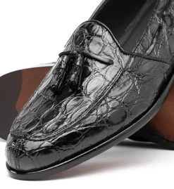 Zelli 100% Caiman Crocodile Italian Tassel Loafer - Black -Fashionable Costume ZEL 11 582 B 2 51350.1675189674