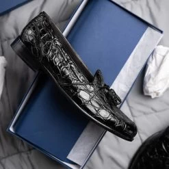 Zelli 100% Caiman Crocodile Italian Tassel Loafer - Black -Fashionable Costume ZEL 11 582 B 7 59175.1675189674