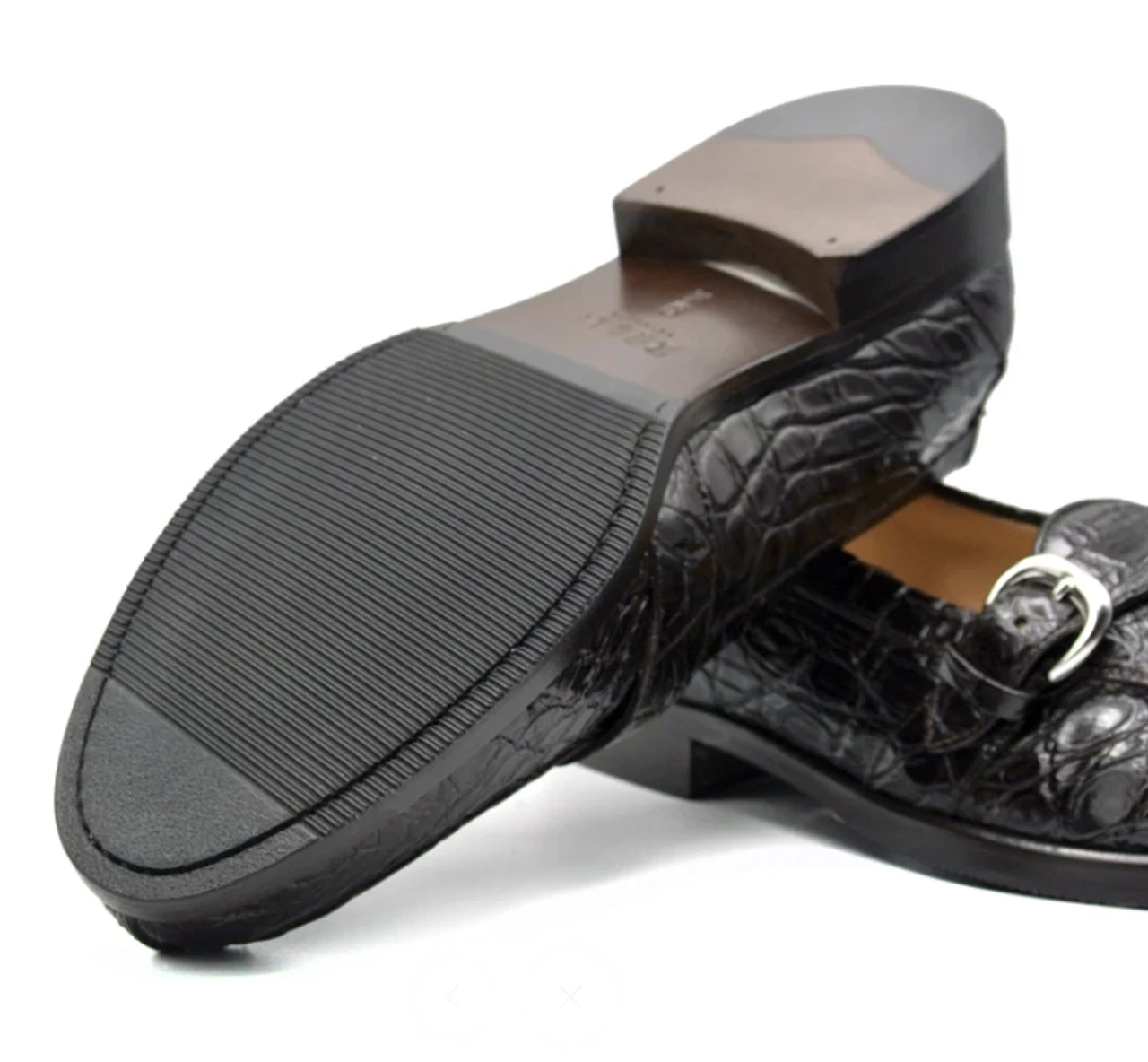 Zelli 100% Caiman Crocodile Italian Buckle Loafer - Dark Brown 2 Zelli 100% Caiman Crocodile Italian Buckle Loafer - Dark Brown - Image 2