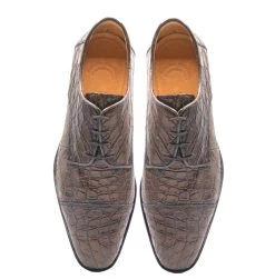 Zelli 100% Caiman Crocodile Italian Lace Up Cap Toe - Cognac -Fashionable Costume ZEL 21 532 CG 6 19789.1675201767