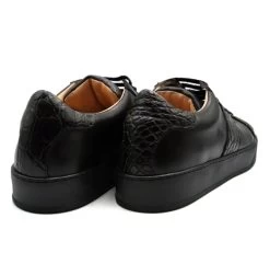 Zelli 100% Genuine Crocodile & Calfskin Sneaker - Black -Fashionable Costume ZEL 61 100 B 2 04067.1678817050