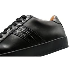 Zelli 100% Genuine Crocodile & Calfskin Sneaker - Black -Fashionable Costume ZEL 61 100 B 3 57725.1678817051