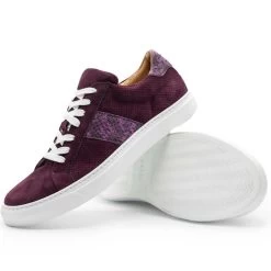 Zelli 100% Genuine Python & Suede Sneaker - Bordeaux -Fashionable Costume ZEL 66 100 BGD 55756.1677189407