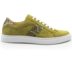 Zelli 100% Genuine Python & Suede Sneaker - Chartreus Green -Fashionable Costume ZEL 66 100 GR 2 87550.1677189509
