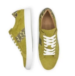 Zelli 100% Genuine Python & Suede Sneaker - Chartreus Green -Fashionable Costume ZEL 66 100 GR 3 78362.1677189509