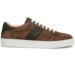 Zelli 100% Genuine Crocodile & Suede Sneaker - Cappuccino Brown -Fashionable Costume ZEL 66 101 BR 3 07767.1677190994