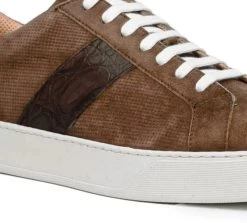 Zelli 100% Genuine Crocodile & Suede Sneaker - Cappuccino Brown -Fashionable Costume ZEL 66 101 BR 7 10137.1677190995