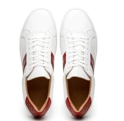 Zelli 100% Genuine Crocodile & Calfskin Sneaker - Red On White -Fashionable Costume ZEL 66 101 RD WH 6 38657.1677191950