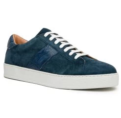 Zelli 100% Genuine Crocodile & Suede Sneaker - Sea Blue -Fashionable Costume ZEL 66 101 SGR 1 32772.1677191029
