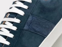 Zelli 100% Genuine Crocodile & Suede Sneaker - Sea Blue -Fashionable Costume ZEL 66 101 SGR 3 17817.1677191030