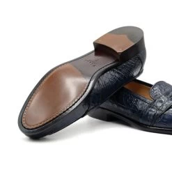 Zelli 100% Caiman Crocodile Italian Penny Loafer - Navy Blue 9 Zelli 100% Caiman Crocodile Italian Penny Loafer - Navy Blue -Fashionable Costume ZEL CRC 11 119 BL 3 18227.1675108162