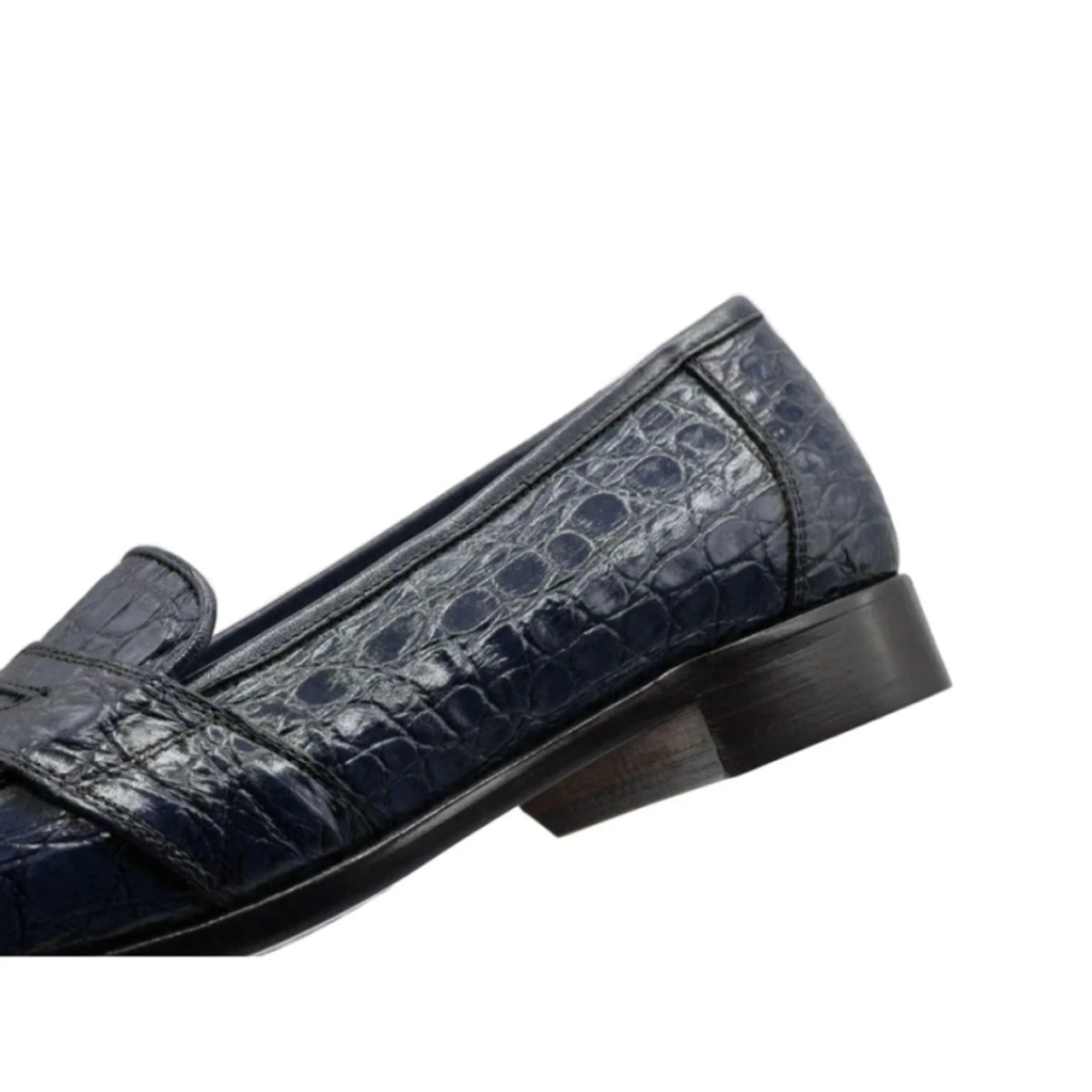 Zelli 100% Caiman Crocodile Italian Penny Loafer - Navy Blue 5 Zelli 100% Caiman Crocodile Italian Penny Loafer - Navy Blue - Image 5