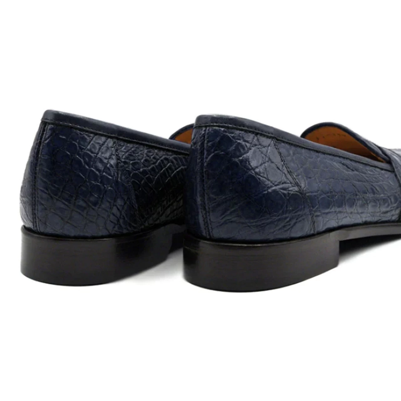 Zelli 100% Caiman Crocodile Italian Penny Loafer - Navy Blue 6 Zelli 100% Caiman Crocodile Italian Penny Loafer - Navy Blue - Image 6