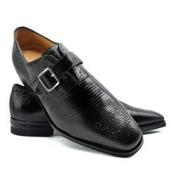 Zelli 100% Genuine Lizard Monk Strap Italian Dress Shoe