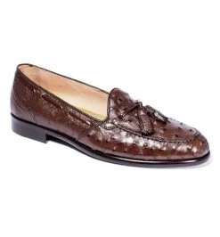Zelli Genuine Ostrich Quill Tassel Low Vamp Italian Loafer -Fashionable Costume ZEL OST 13 581 BR 37199.1676492646