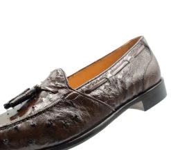 Zelli Genuine Ostrich Quill Tassel Low Vamp Italian Loafer -Fashionable Costume ZEL OST 13 581 br6 93617.1676492332