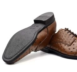 Zelli Italian 100% Genuine Ostrich Quill Cap Toe Dress Shoe -Fashionable Costume ZEL OST 23 538 BRN 3 99370.1676671221