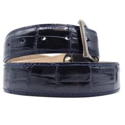 Zelli Genuine Alligator Dress Belt - Navy Blue