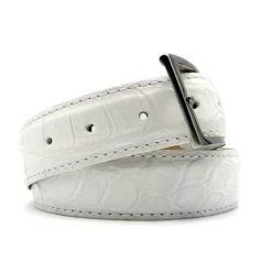 Zelli Genuine Alligator Dress Belt - White