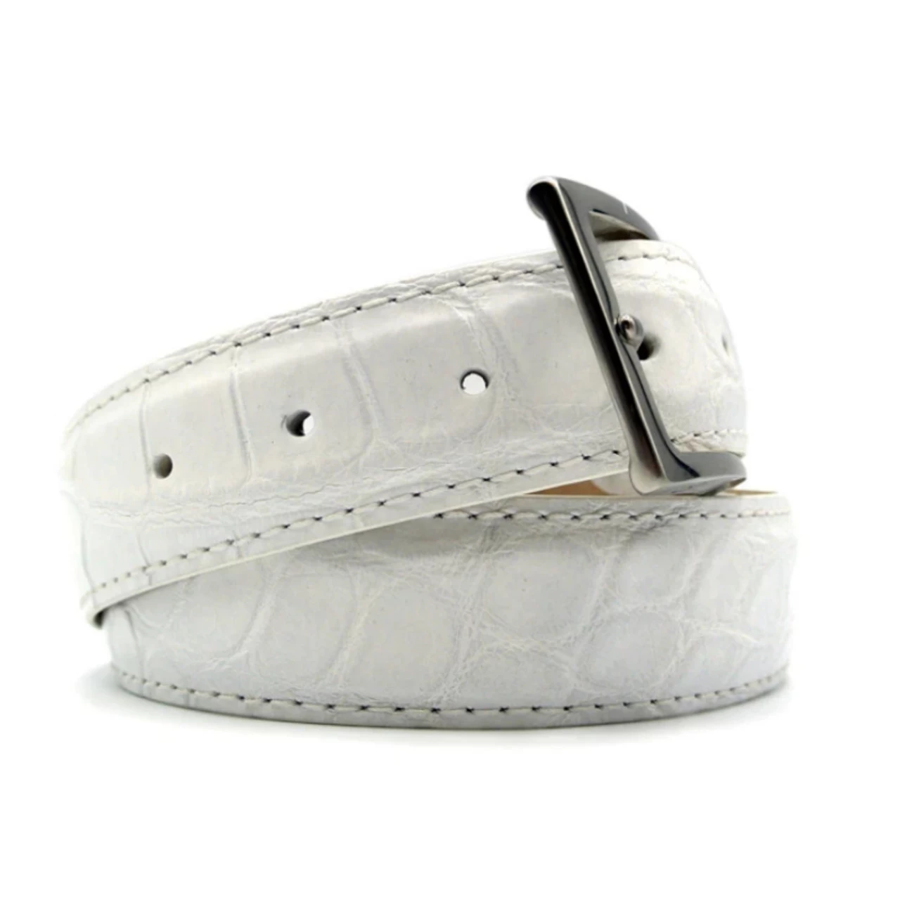 Zelli Genuine Alligator Dress Belt - White 1 Zelli Genuine Alligator Dress Belt - White