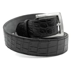 Zelli Genuine Black Matte Nile Crocodile Italian Dress Belt