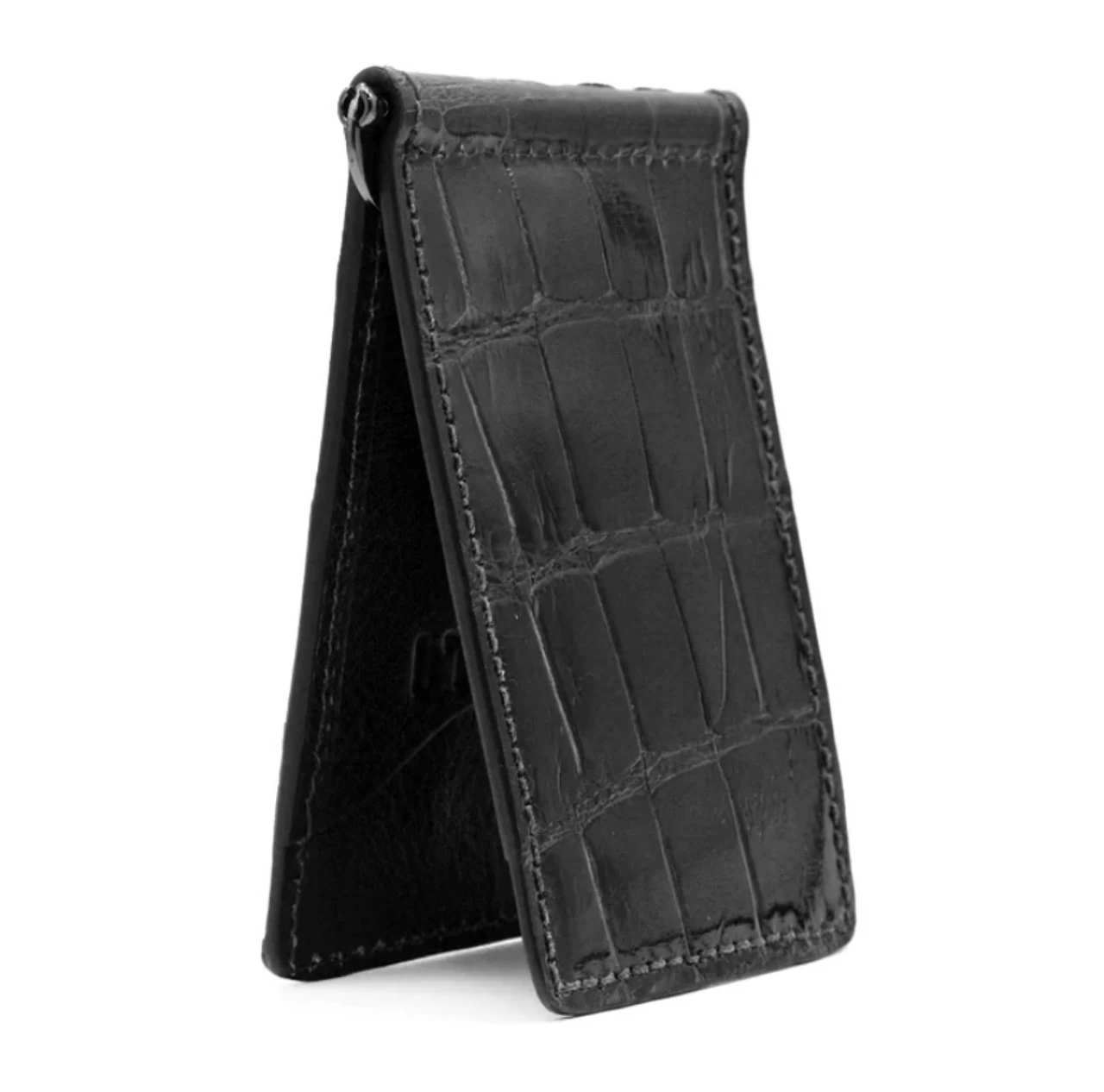 Zelli Genuine Alligator Bi-Fold Money Clip - Black 1 Zelli Genuine Alligator Bi-Fold Money Clip - Black