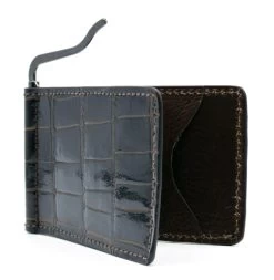 Zelli Genuine Alligator Bi-Fold Money Clip - Dark Brown -Fashionable Costume ZELW 81 530 BR 1 00492.1677101486