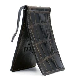 Zelli Genuine Alligator Bi-Fold Money Clip - Dark Brown -Fashionable Costume ZELW 81 530 BR 3 28945.1677101485
