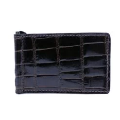 Zelli Genuine Alligator Bi-Fold Money Clip - Dark Brown -Fashionable Costume ZELW 81 530 BR 93930.1677101485
